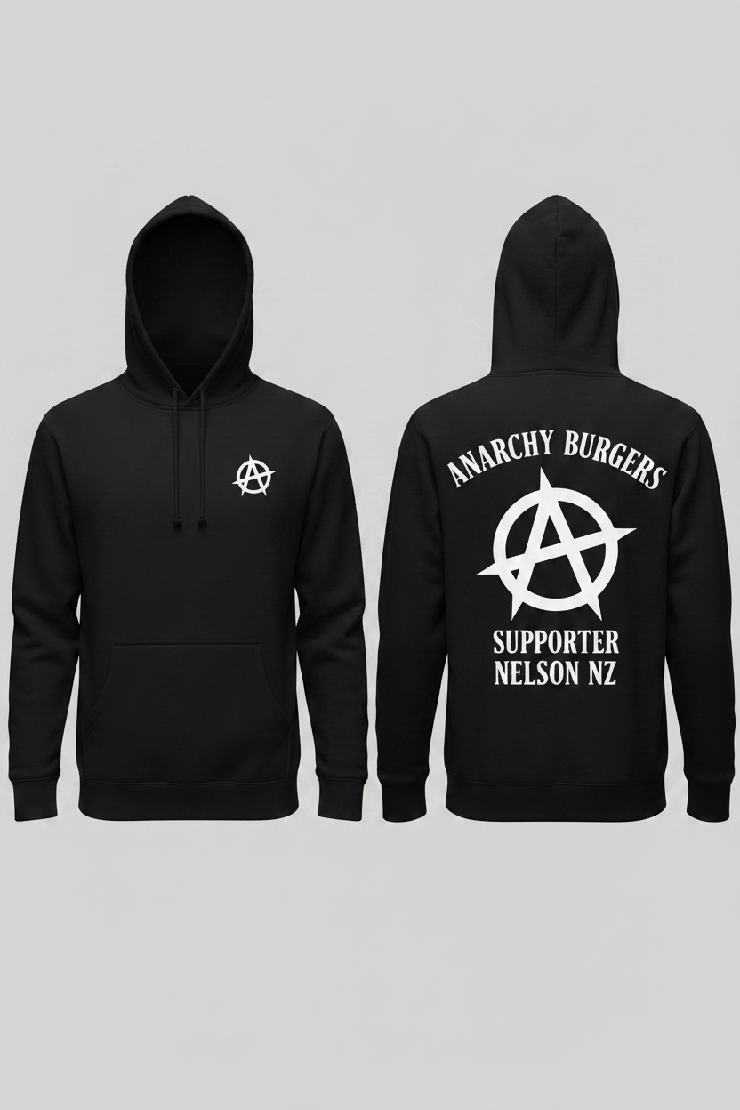 Anarchy Burgers Supporter Hoodie - Curved Text