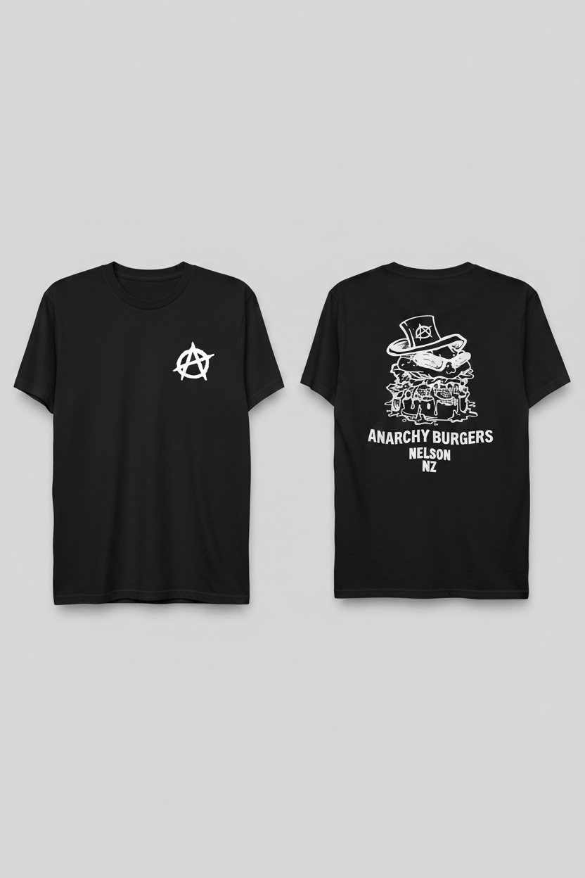 Anarchy Burgers Tee with exact logo